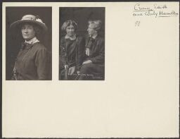 Portret van Edith Craig (1869-1947), actrice, kostuumontwerpster en regisseuse (links) en Cicely Hamilton (1872-1952), toneelschrijfster 191?