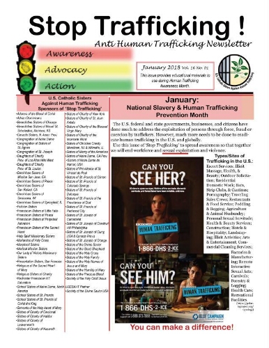 Stop trafficking! Anti-human trafficking newsletter [2018], 1 (January)