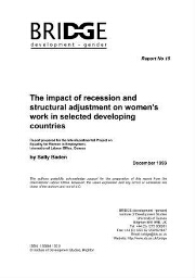 The impact of recession and adjustment on women's work in selected developing countries