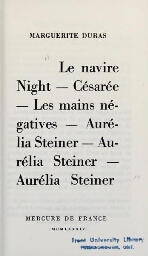 Le navire night - césarée - les mains négatives Aurelia Steiner - Aurélia Steiner - Aurélia Steiner