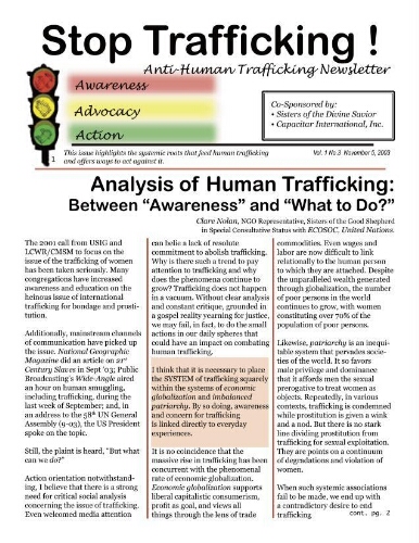 Stop trafficking! Anti-human trafficking newsletter [2003], 3 (Nov)
