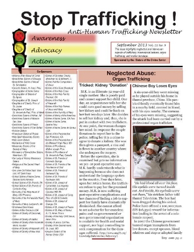 Stop trafficking! Anti-human trafficking newsletter [2013], 9 (September)