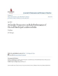 A gender perspective on role performance of elected Panchayat leaders in India