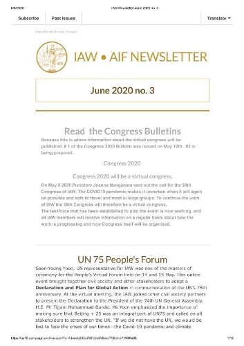 IAW newsletter [2020], 3 (June)