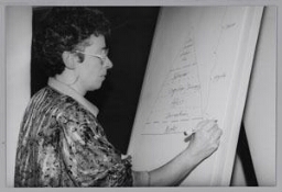 Monique Jongerius tijdens een workshop tijdens het International Congress on Mental Health Care for Women, 19-22 december 1988. 1988