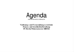 Agenda [2003/04], Wintersemester