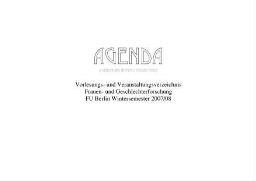 Agenda [2007/08], Wintersemester