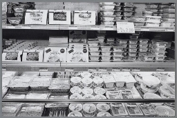 Illustraties bij het thema 'Wie zorgt er voor het huishouden als er geen huisvrouwen meer zijn ?' Koeling in de supermarkt. 1989