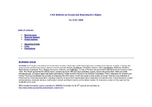 CEE Bulletin on sexual and reproductive rights [2007], 1 (45)