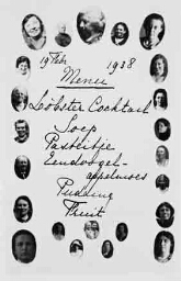 De menukaart tijdens het 5-jarig bestaan Soroptimist Club in Leeuwarden op 19 februari 1938