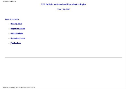 CEE Bulletin on sexual and reproductive rights [2007], 6 (50)