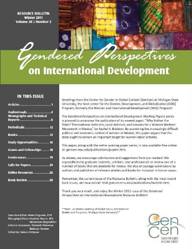 Gendered perspectives on international development [2011], 2 (Winter)