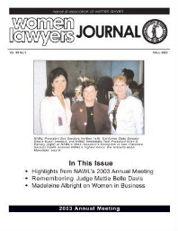 Women lawyers journal [2003], 1 (Fall)