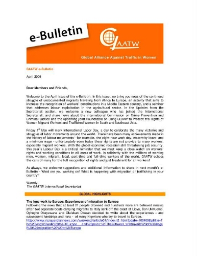 GAATW E-Bulletin [2009], April