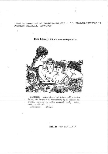 'Eene bijdrage tot de vrouwen-quaestie' II. Vrouwenkiesrecht in prenten; Nederland 1860-1920