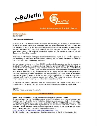 GAATW E-Bulletin [2009], October