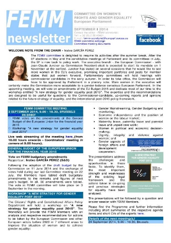 FEMM newsletter [2014], September I