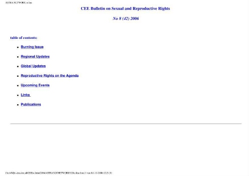 CEE Bulletin on sexual and reproductive rights [2006], 8 (42)