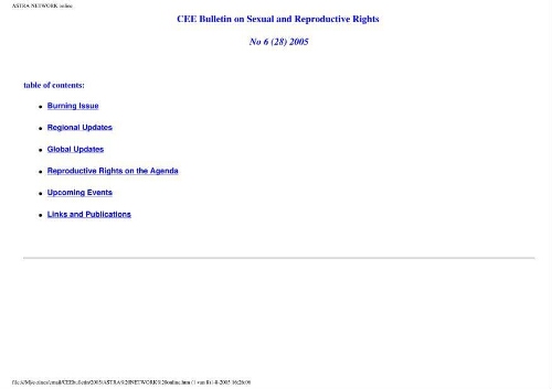 CEE Bulletin on sexual and reproductive rights [2005], 6 (28)