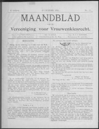Maandblad van de Vereeniging voor Vrouwenkiesrecht  1902, jrg 6, no 10 [1902], 10