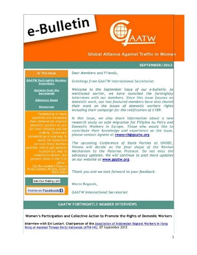 GAATW E-Bulletin [2012], September