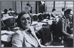 Geertje Thomas op de VN-Vrouwenconferentie in Denemarken. 1980