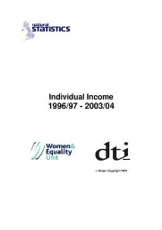 Individual Incomes of men and women 1996/97 to 2003/04