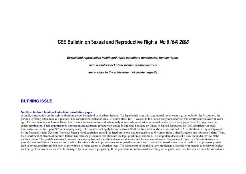 CEE Bulletin on sexual and reproductive rights [2008], 8 (64)