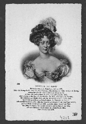 Briefkaart met getekend portret van de duchesse de Berry. 1850?