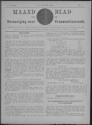 Maandblad van de Vereeniging voor Vrouwenkiesrecht  1906, jrg 11, no 1 [1906], 1