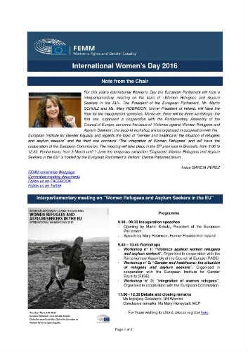 FEMM newsletter [2016], International Women's Day