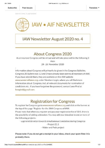 IAW newsletter [2020], 4 (Augustus)