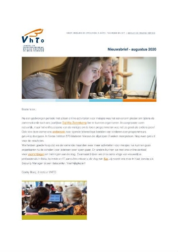 Nieuwsbrief over meisjes/vrouwen en bèta/techniek/ICT [2020], augustus