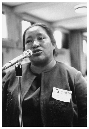 Tijdens de Wereldvrouwenconferentie houdt Domitila Barrios de Chungera een toespraak, waarin ze oproept tot solidariteit met Boliviaanse vrouwen en het volk en tegen de militaire coup in haar land. 1980