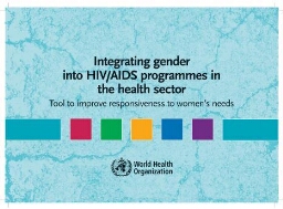 Integrating gender into HIV/AIDS programmes in the health sector