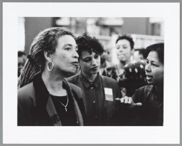 Angela Davis bij het IIAV op bezoek, t.g.v 1995