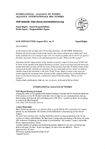 IAW newsletter [2011], 8 (August)
