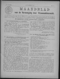 Maandblad van de Vereeniging voor Vrouwenkiesrecht  1917, jrg 21, no 11 [1917], 11