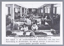 Bijschrift: 'Confectiefabriek Hollandia 1917