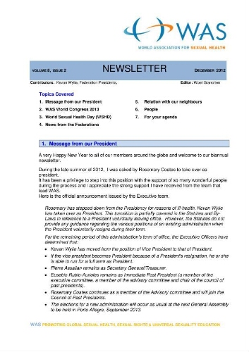 WAS newsletter [2012], 2 (December)