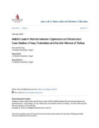 Middle Eastern Women between Oppression and Resistance: Case Studies of Iraqi, Palestinian and Kurdish Women of Turkey
