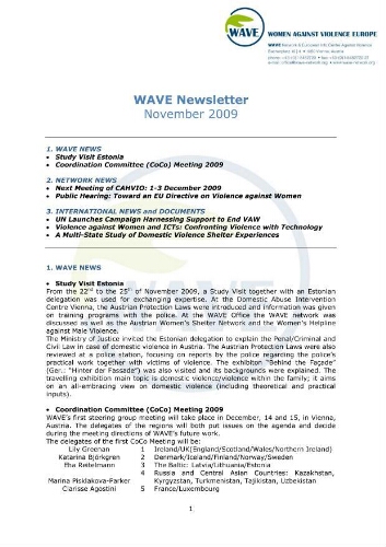WAVE newsletter [2009], 33 (November)