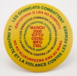 Button. March 2000. ICFTU CIOSL IBFG CISL