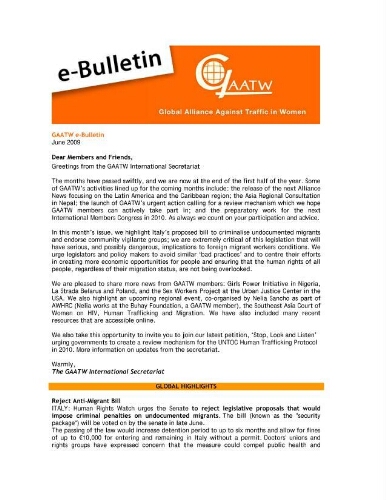 GAATW E-Bulletin [2009], June