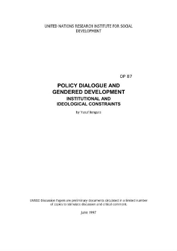 Policy dialogue and gendered development