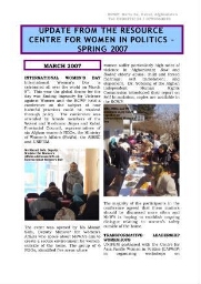 Update from the Resource Centre for Women in Politics [2007], Spring