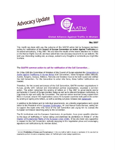 Advocacy update [2007], May