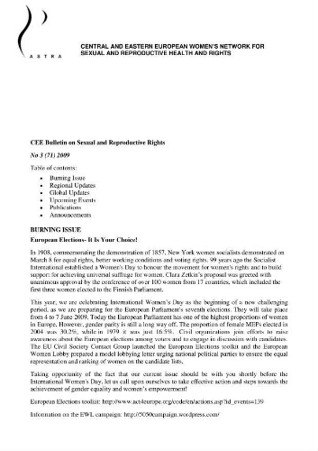 CEE Bulletin on sexual and reproductive rights [2009], 3 (71)