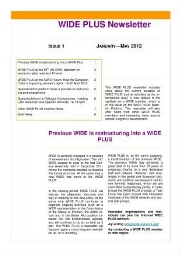 WIDE Plus newsletter [2012], 1 (Jan-May)
