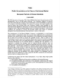 Reply public consultation on the future of the internal market